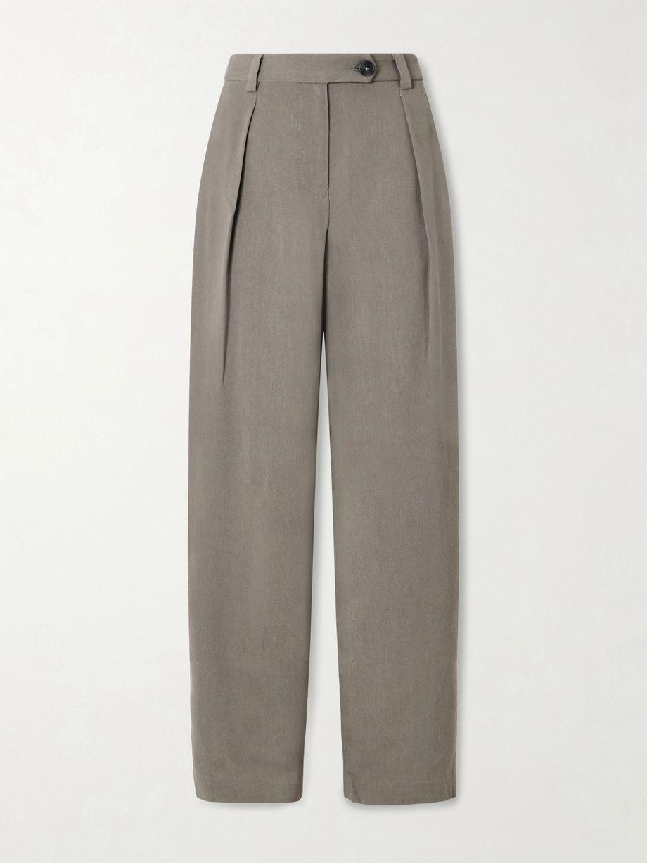 Pleated woven straight-leg pants by MATTEAU