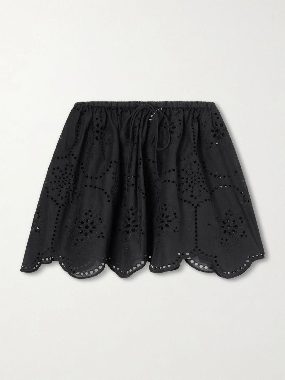 Scalloped broderie anglaise-trimmed cotton mini skirt by MATTEAU