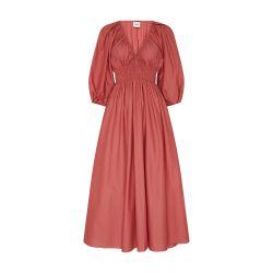 Shirred plunge button dress by MATTEAU