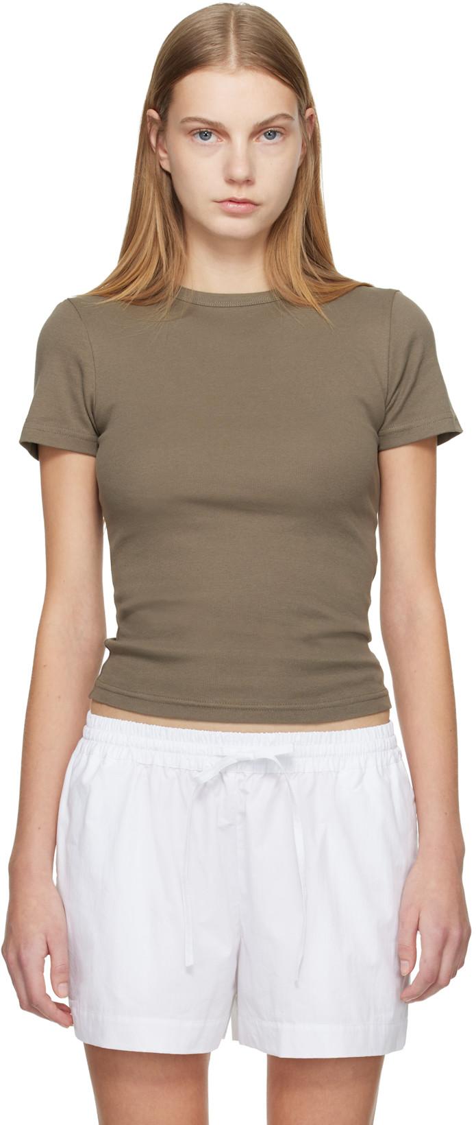Taupe Rib Baby T-shirt by MATTEAU