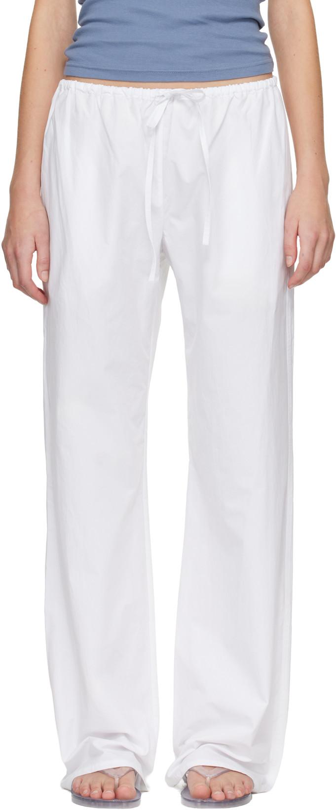 White Drawcord Trousers by MATTEAU