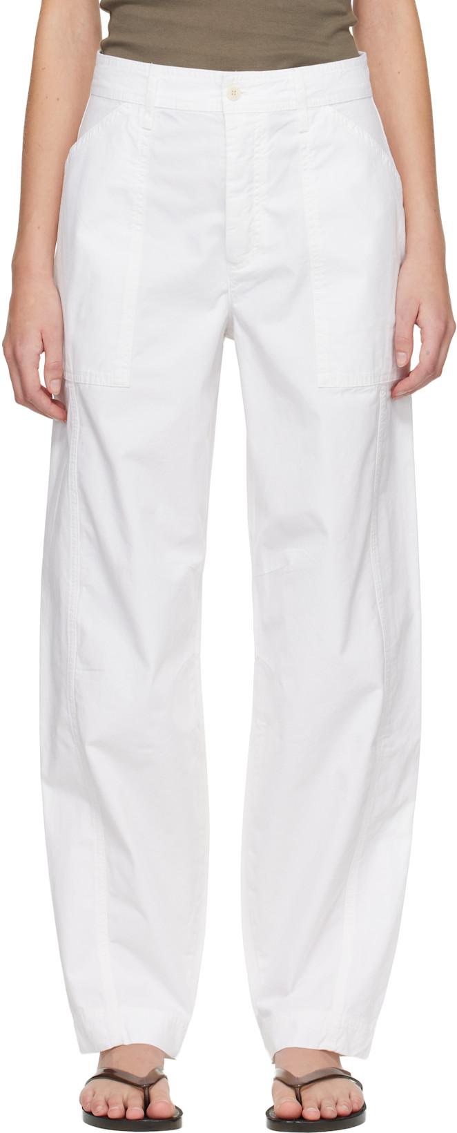 White Relaxed Cargo Pants by MATTEAU