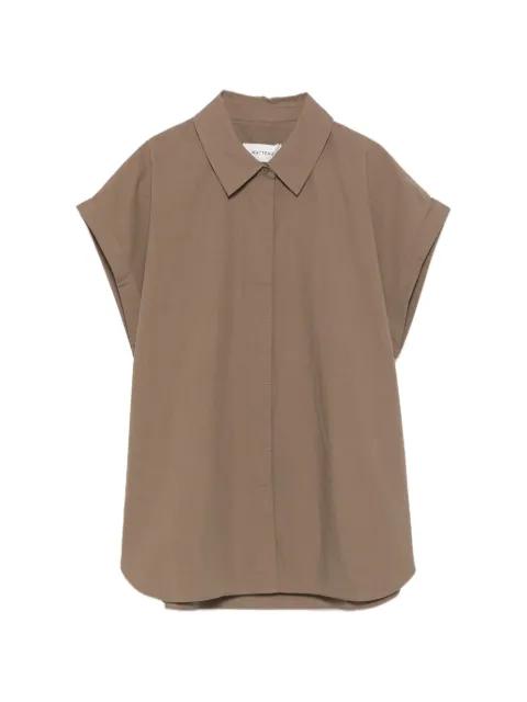 cap-sleeve concealed-button shirt by MATTEAU
