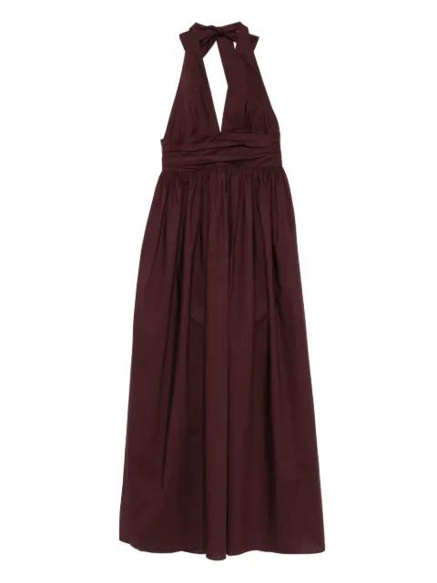 halter plunge midi dress by MATTEAU