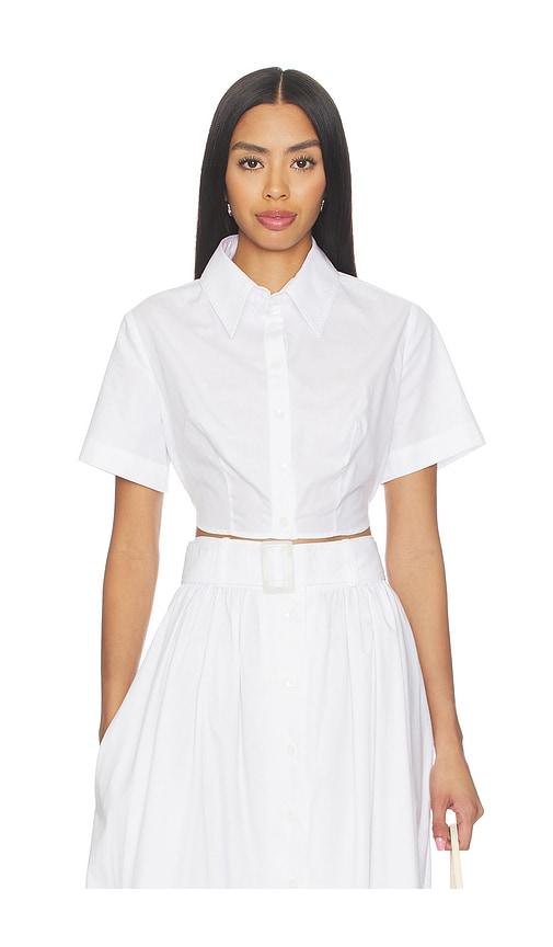MATTHEW BRUCH Cropped Tie Back Button Up in White by MATTHEW BRUCH