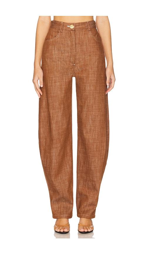 MATTHEW BRUCH High-Waist Barrel Wide Leg in Brown by MATTHEW BRUCH