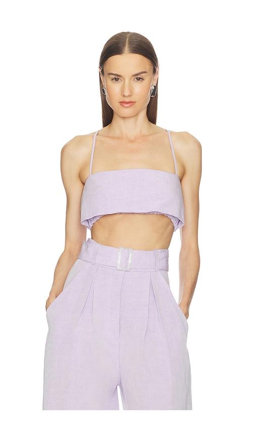 MATTHEW BRUCH Structured Bandeau Crop Top in Lavender by MATTHEW BRUCH