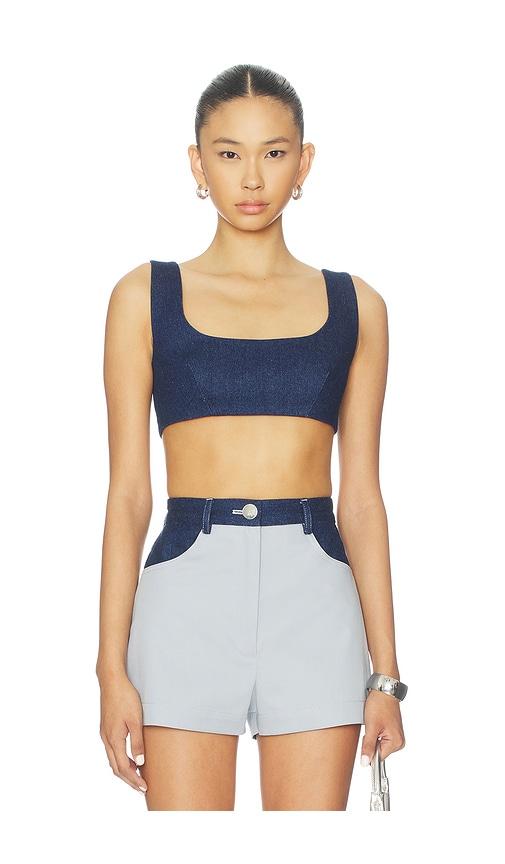 MATTHEW BRUCH Tie Back Crop Top in Blue by MATTHEW BRUCH MATTHEW BRUCH Tie Back Crop Top in Blue by MATTHEW BRUCH