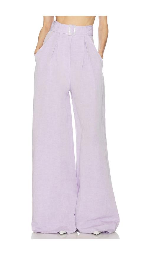 MATTHEW BRUCH Wide Leg Pleated Pant in Lavender by MATTHEW BRUCH