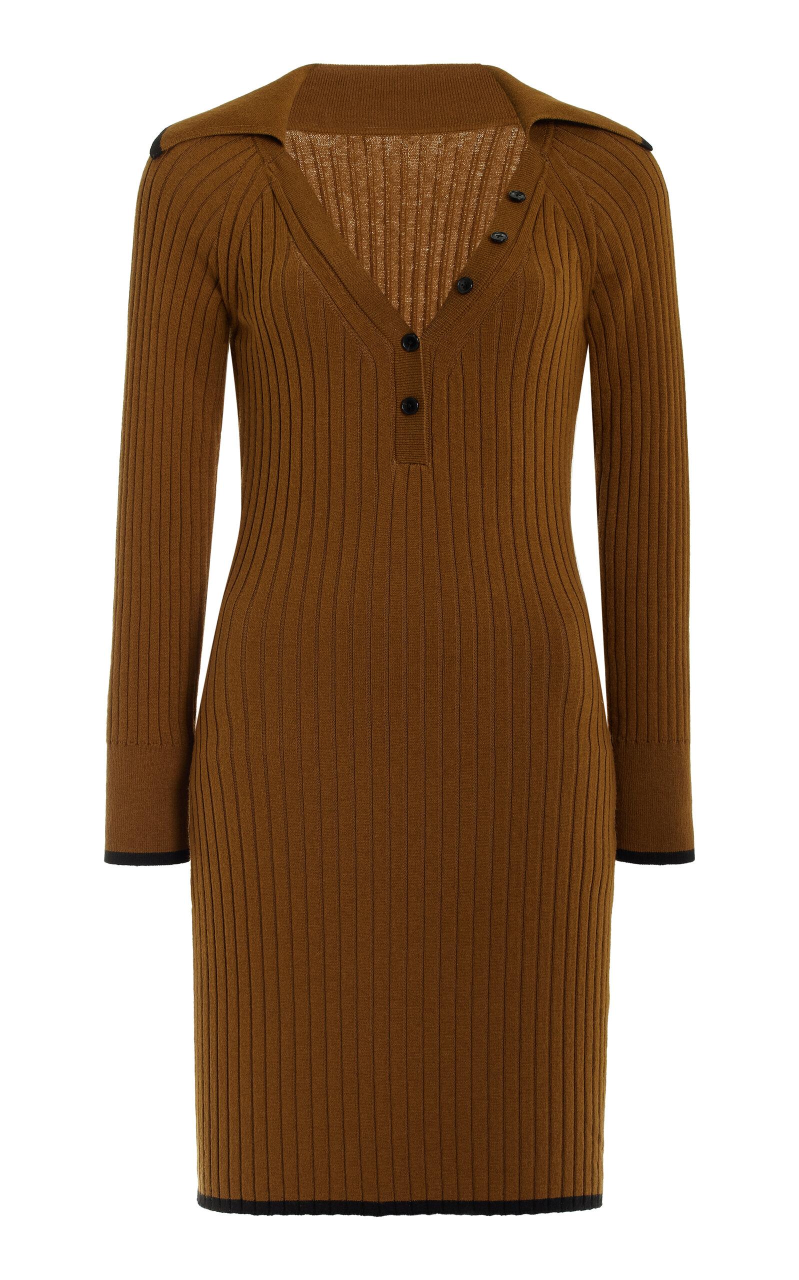 Matthew Bruch Cotton-Blend Ribbed-Knit Mini Polo Dress - Moda Operandi by MATTHEW BRUCH