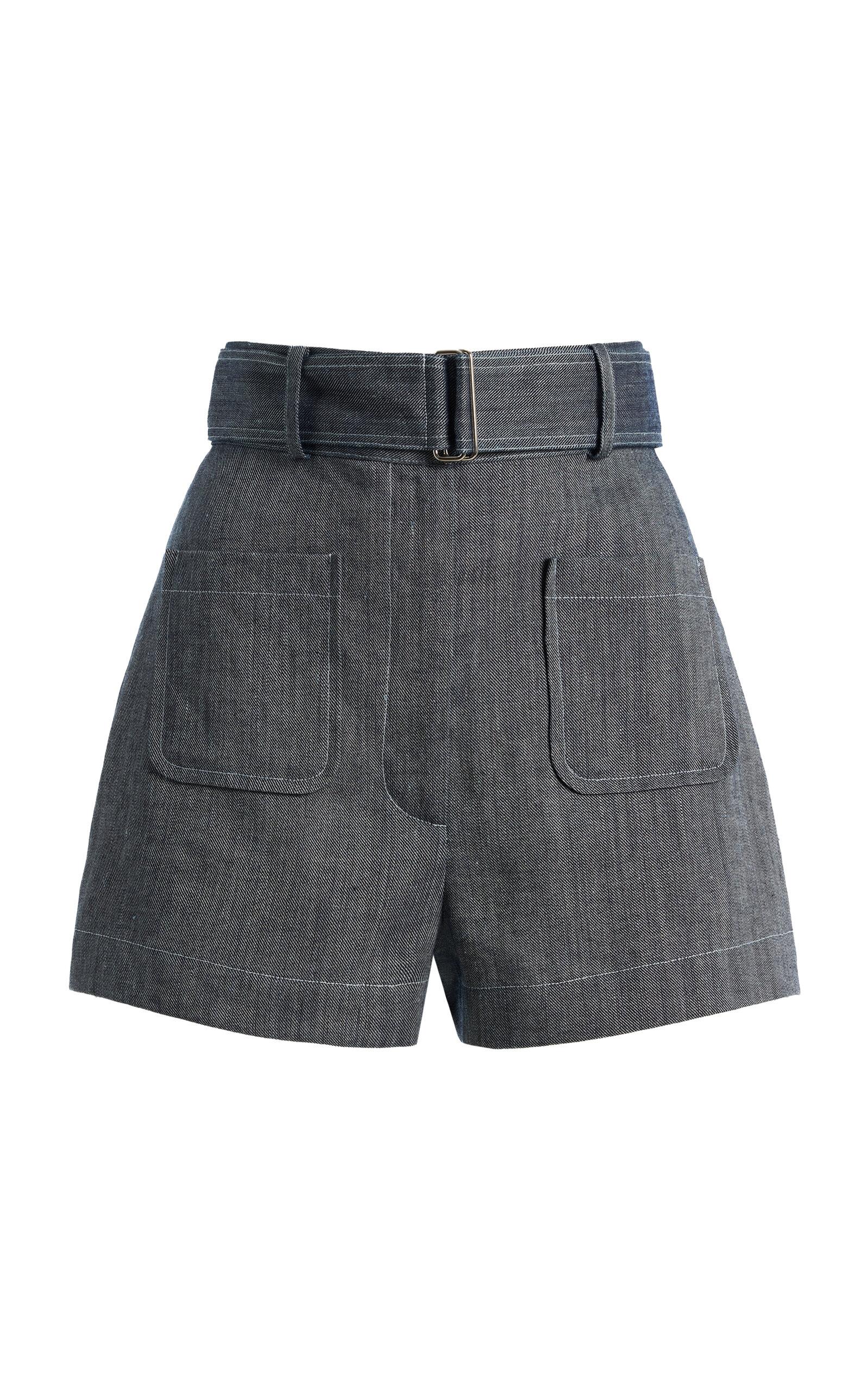 Matthew Bruch Linen-Cotton Denim Belted Shorts - Moda Operandi by MATTHEW BRUCH