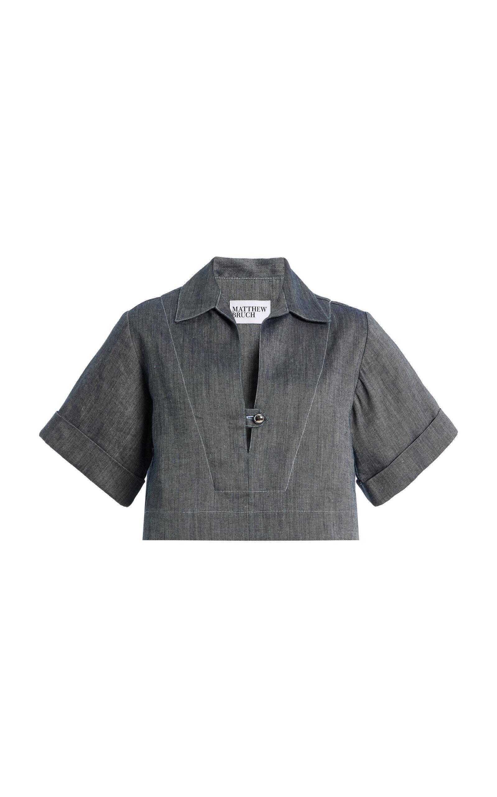 Matthew Bruch Linen-Cotton Denim Popoverhirt - Moda Operandi by MATTHEW BRUCH