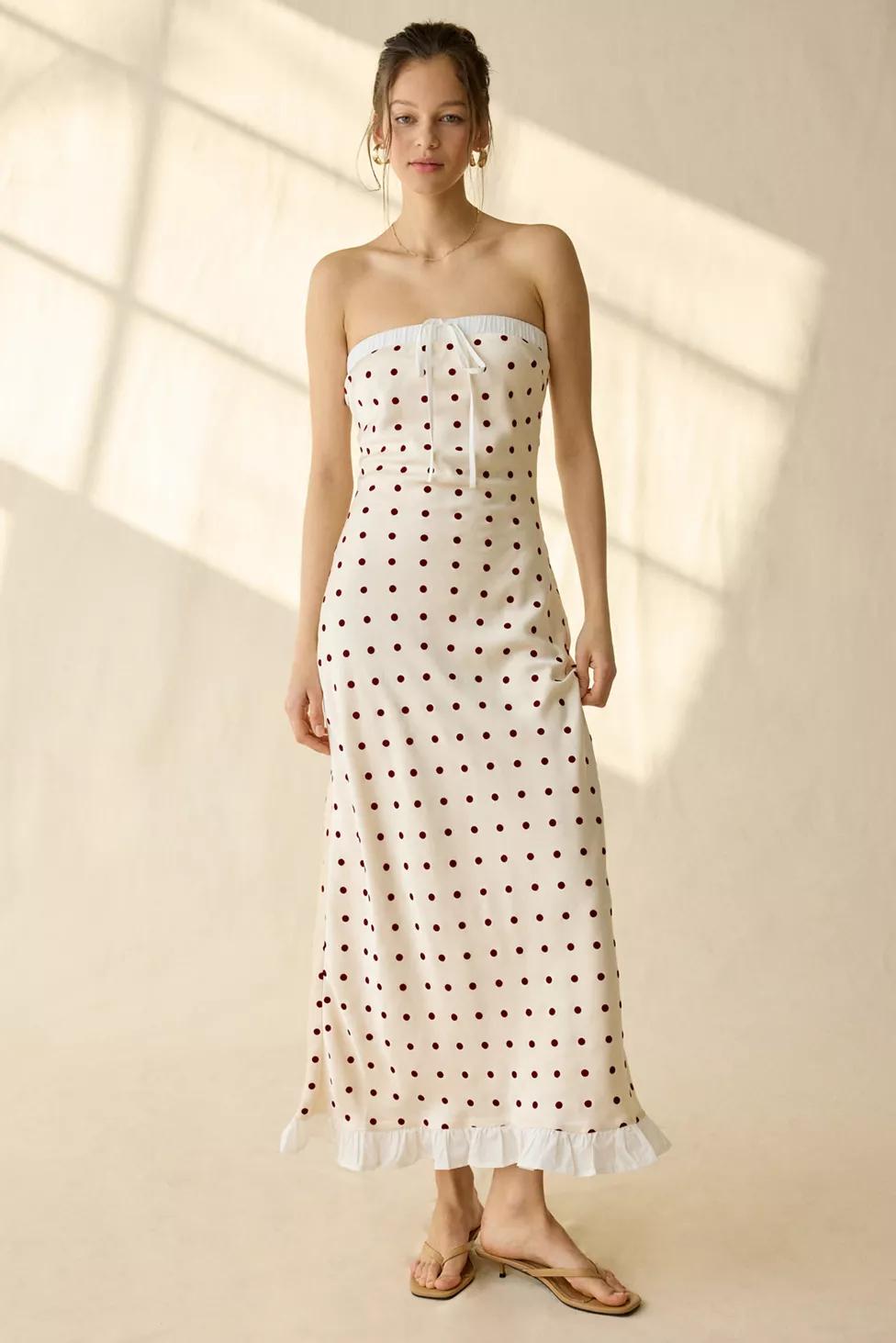 Maude Club Donni Polka Dot Strapless Maxi Dress by MAUDE CLUB