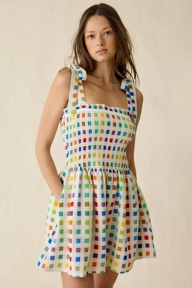 Maude Club Estella Tie-Strap Smocked Mini Dress by MAUDE CLUB