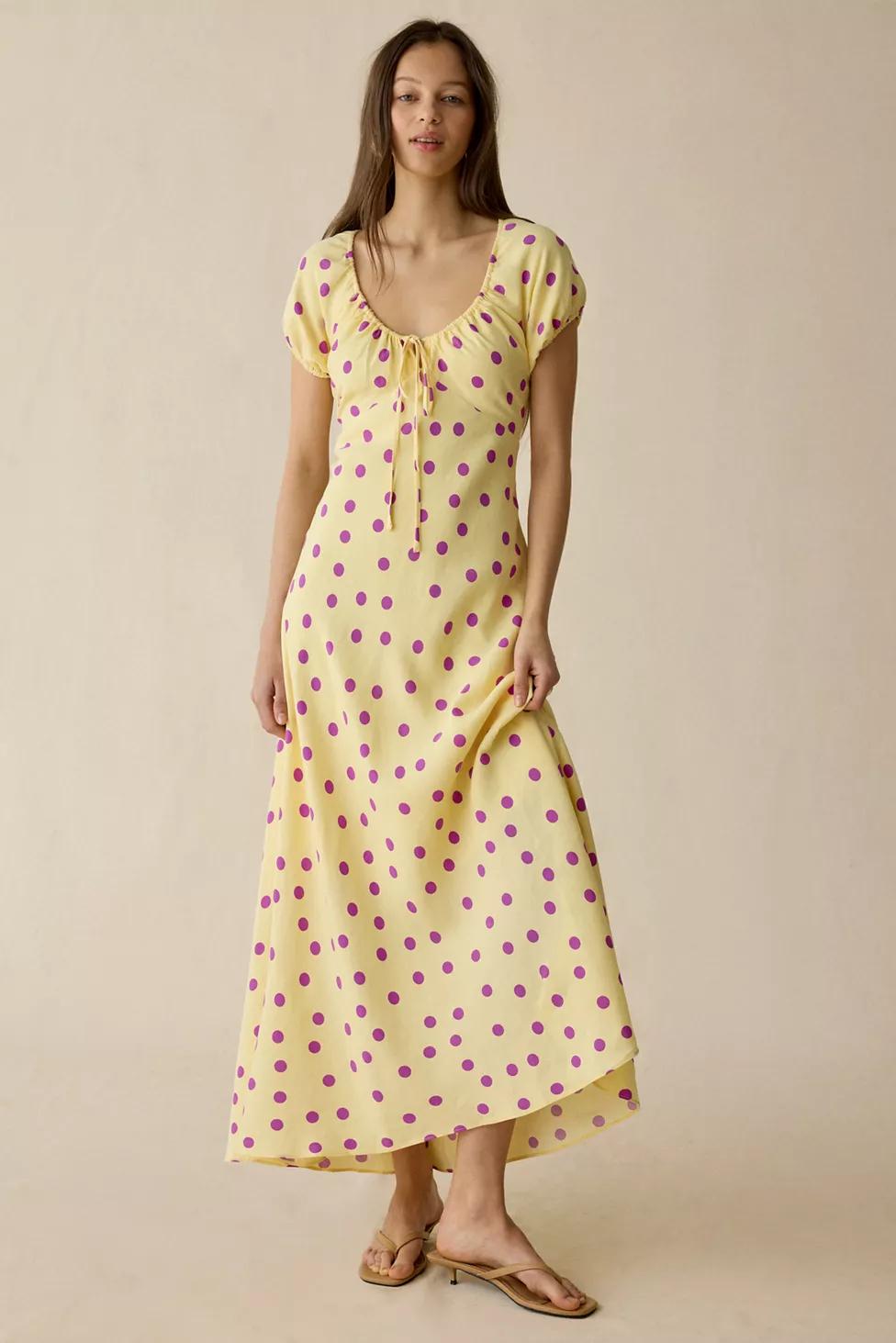 Maude Club Natsha Puff Sleeve Polka Dot Maxi Dress by MAUDE CLUB