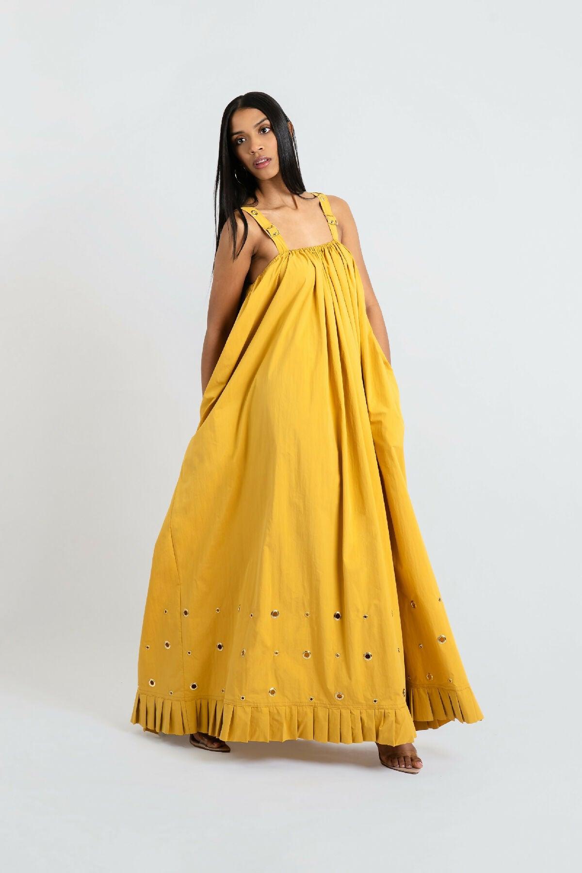 Paola Mustard Maxi Boho Dress by MAUI X LOLITA