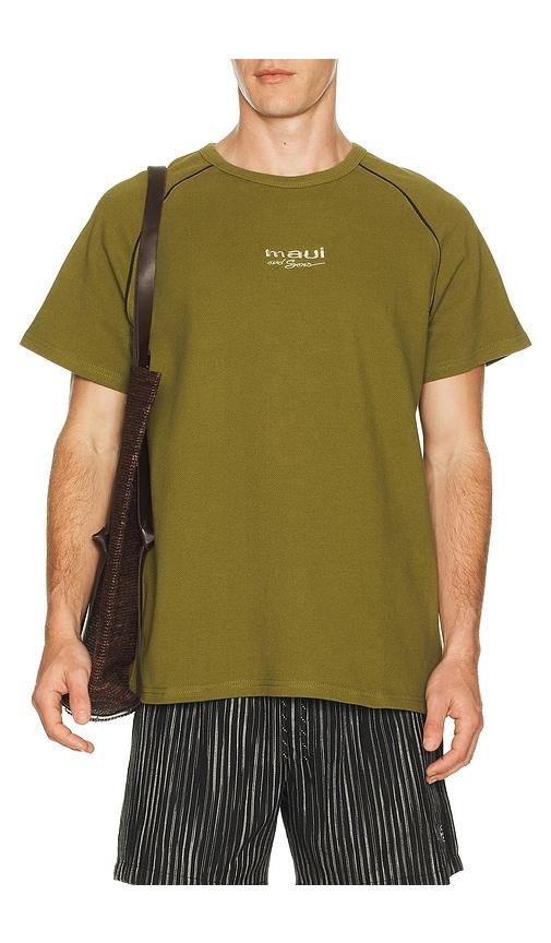 Maui and Sons Pique Front Short Sleeve Tee in Green by MAUI&SONS