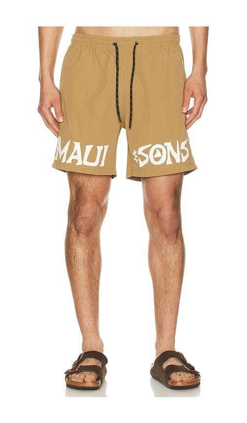 Maui and Sons Stone Swim Trunk in Brown by MAUI&SONS