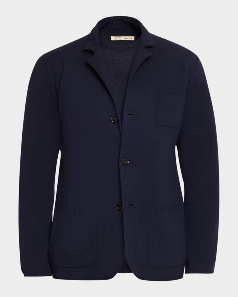Men's Cashmere Knit Patch-Pocket Blazer by MAURIZIO BALDASSARI