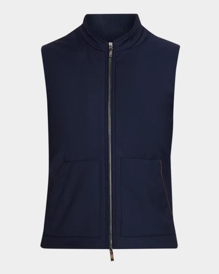 Men's Summer Full-Zip Vest with Knit Sides by MAURIZIO BALDASSARI