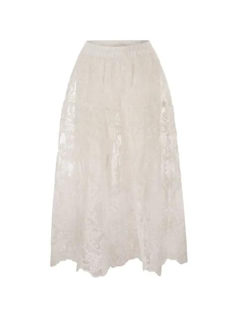 embroidered lace-construction midi skirt by MAURIZIO MYKONOS