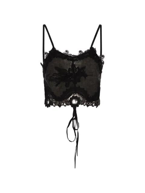 lace-trim embroidered top by MAURIZIO MYKONOS