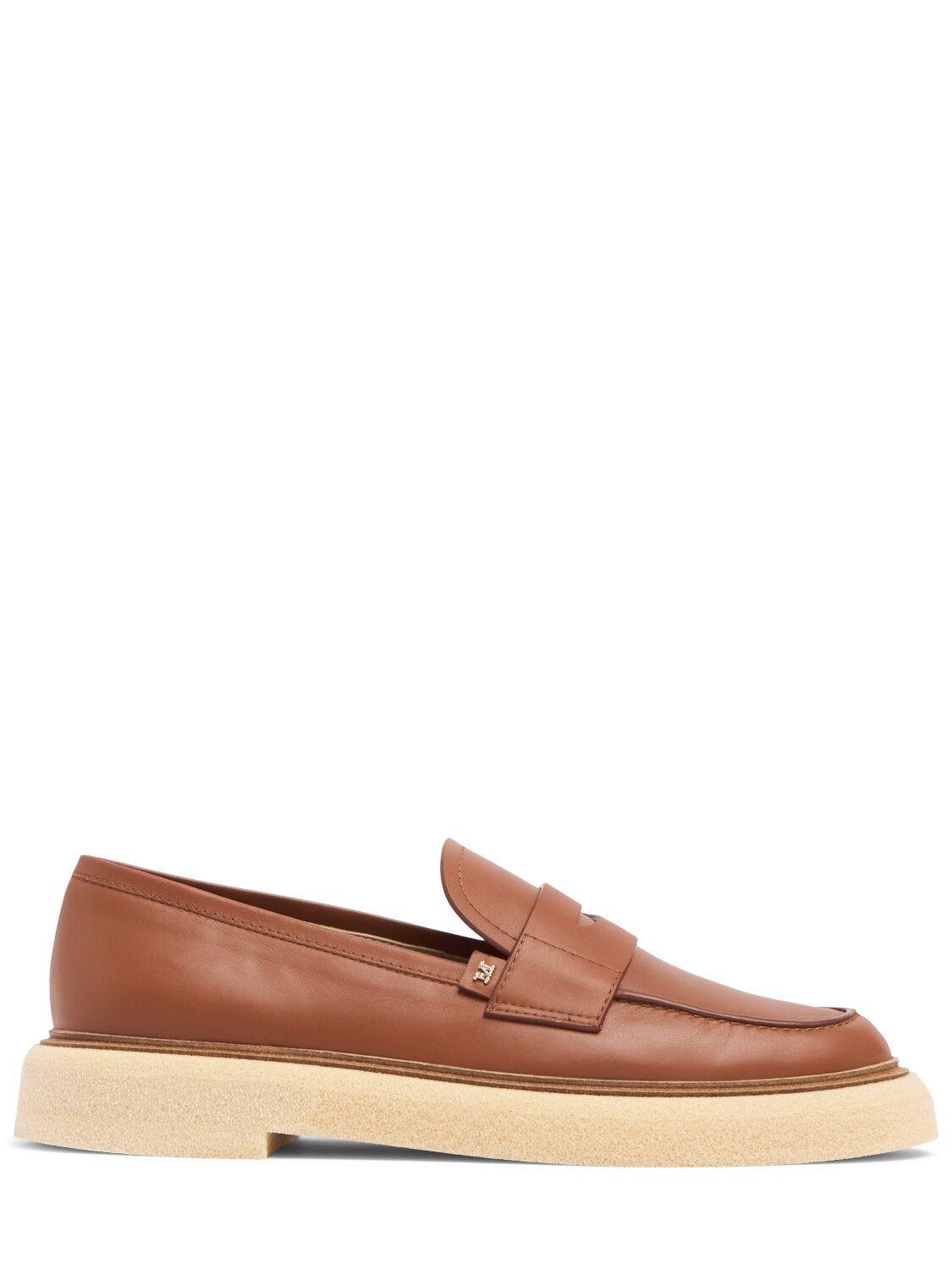 30mm Rough Leather Loafers by MAX MARA