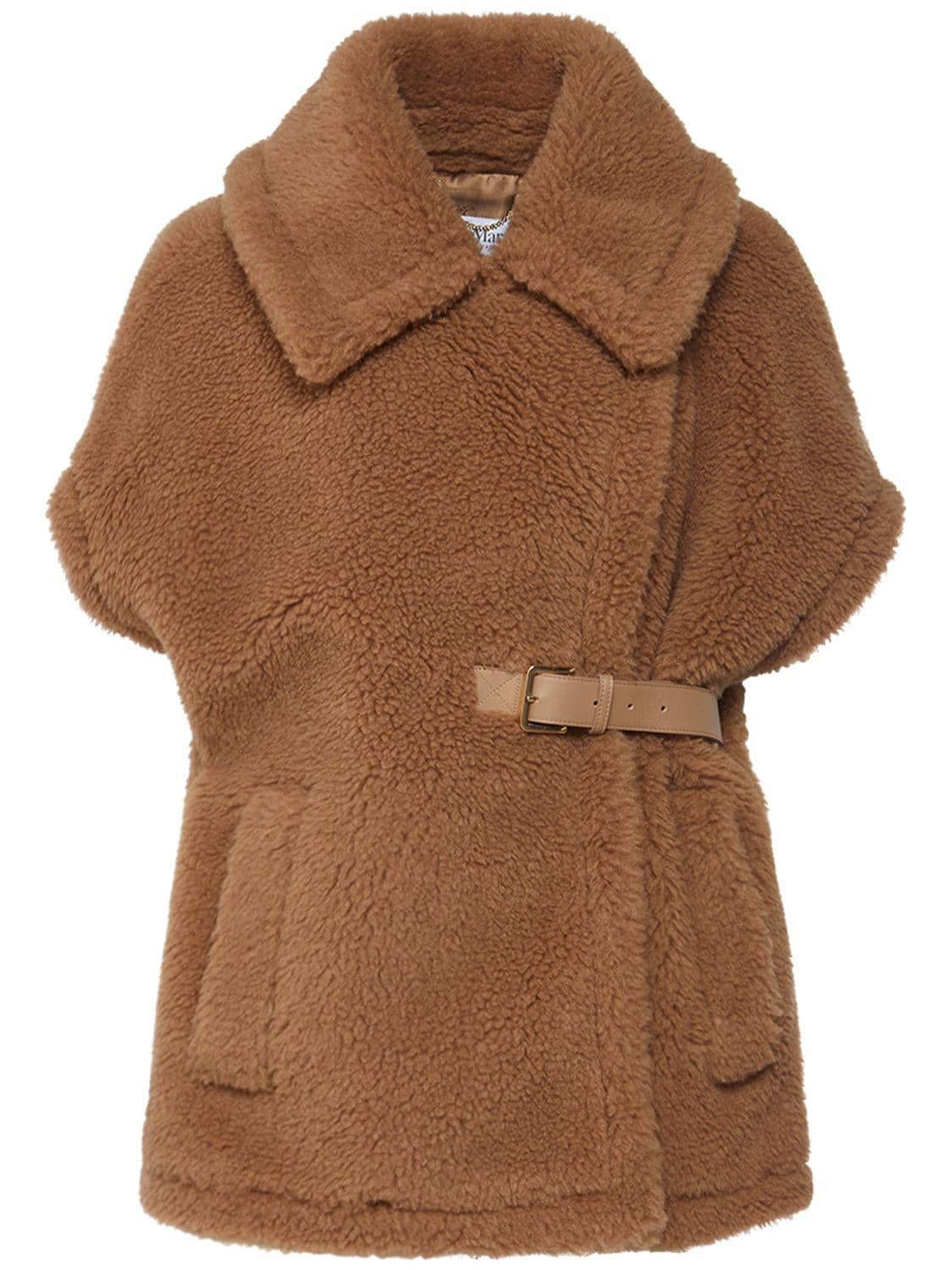 Abavo Camel & Silk Teddy Cape by MAX MARA