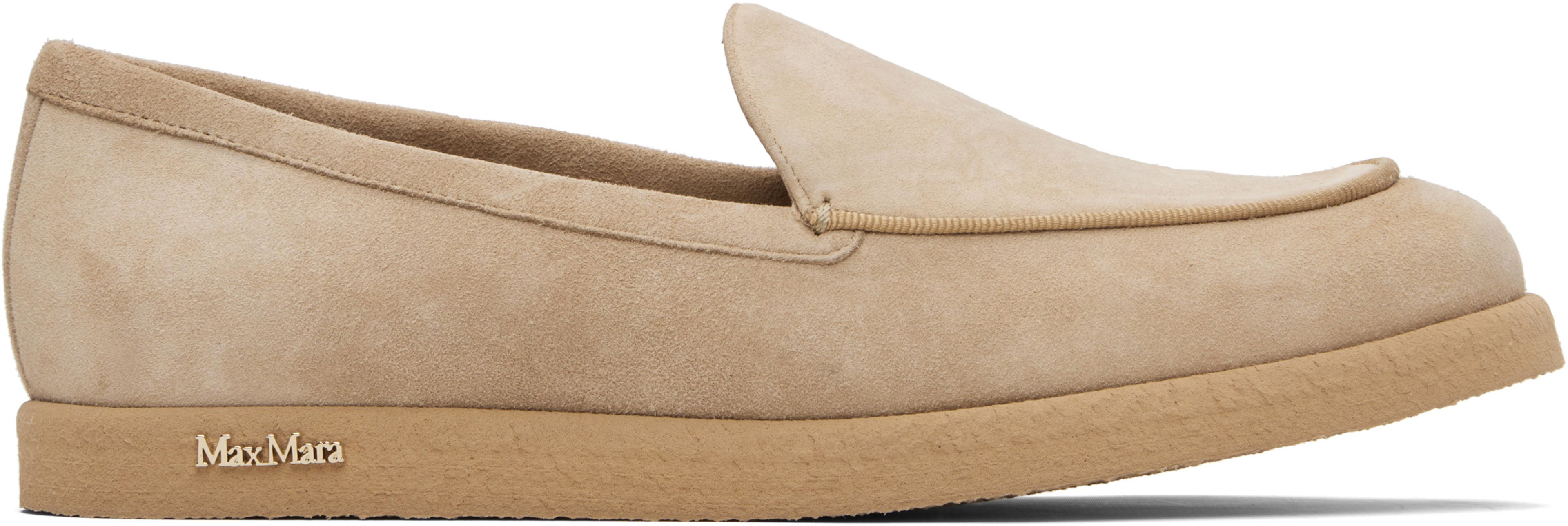 Beige Soft Moc Loafers by MAX MARA