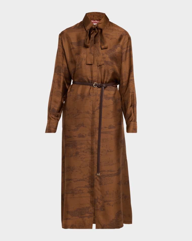 Belted Etoile-Print Silk Midi Shirtdress by MAX MARA