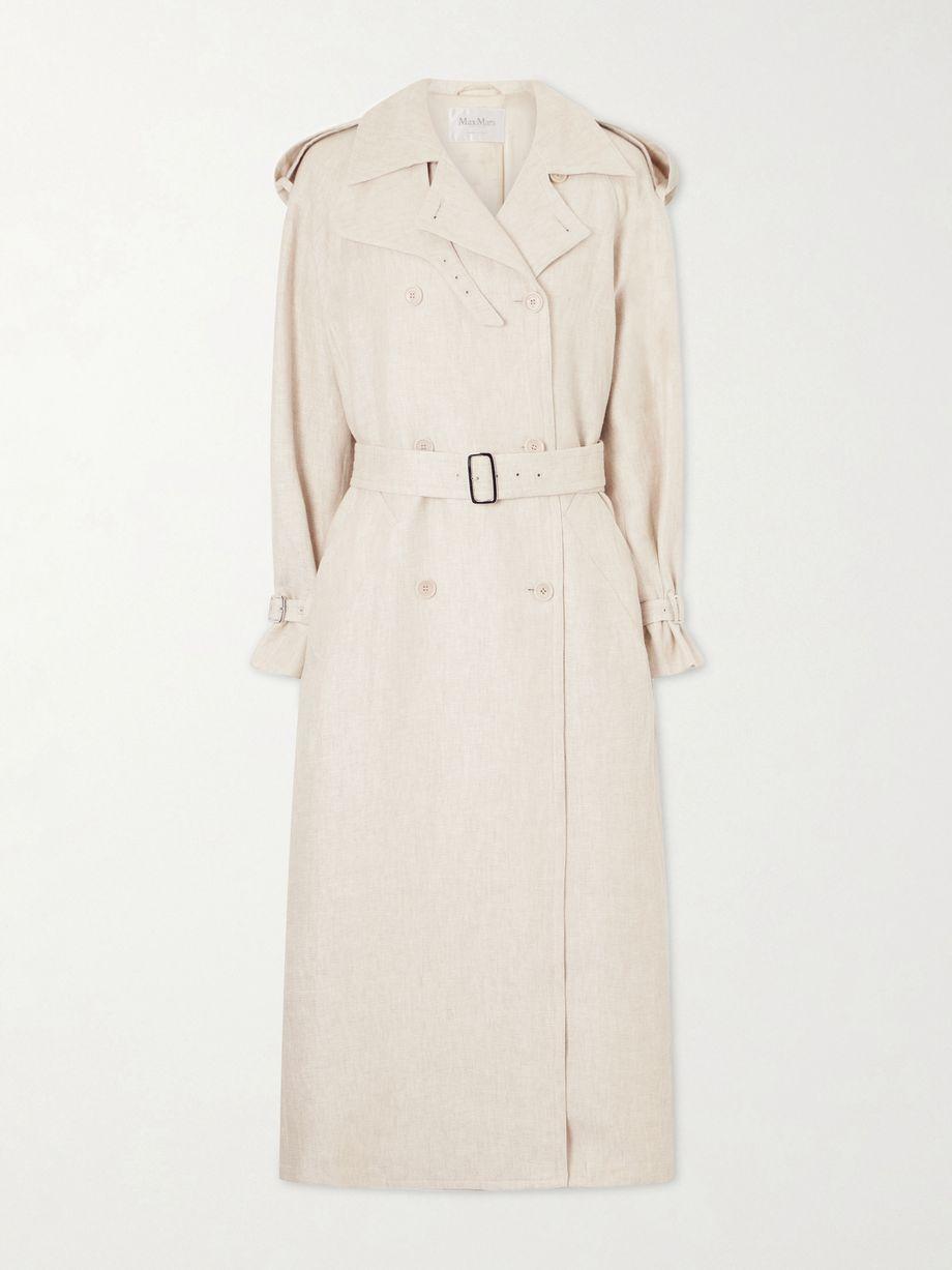 Belted linen-drill trench coat by MAX MARA