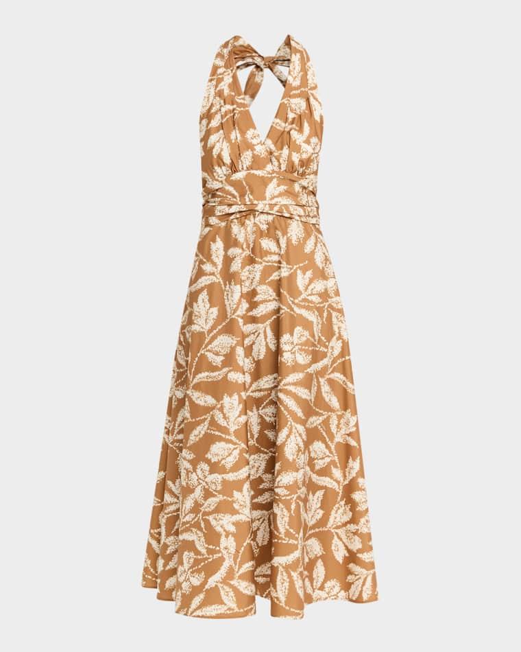 Botanical-Print Halter Midi Dress by MAX MARA