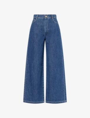 Brand-Patch Wide-Leg Denim Jeans by MAX MARA