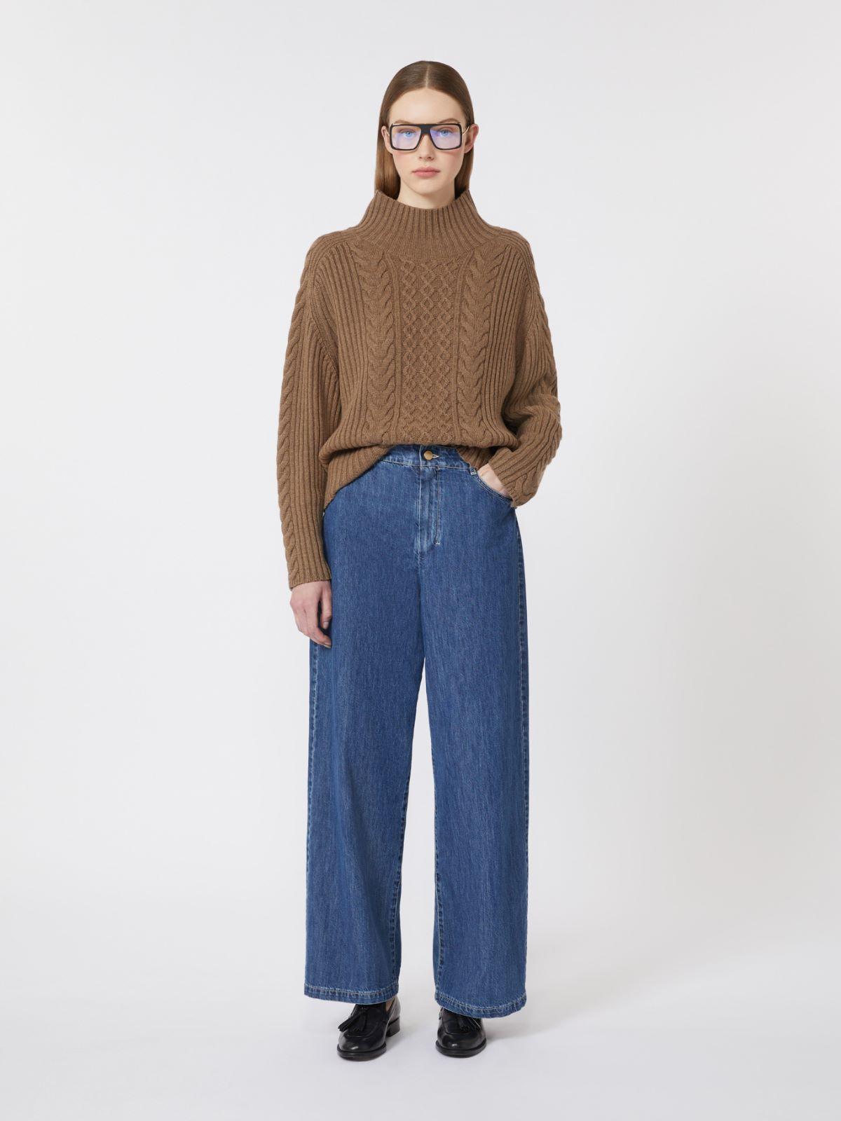 Cable-knit wool and cashmere polo-neck sweater by MAX MARA
