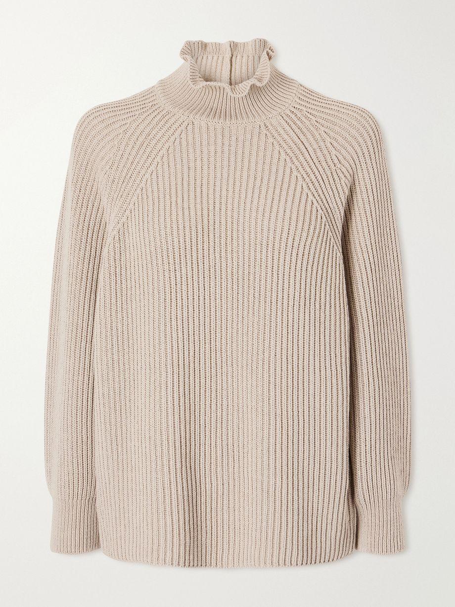 Camino ruffled ribbed-knit cotton sweater by MAX MARA