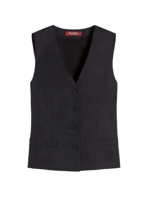 Carnet V-neck button linen waistcoat by MAX MARA