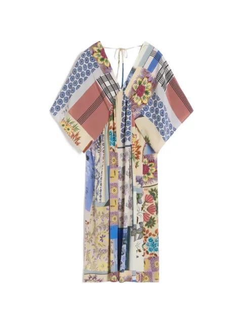 Chine floral-patchwork midi dress by MAX MARA