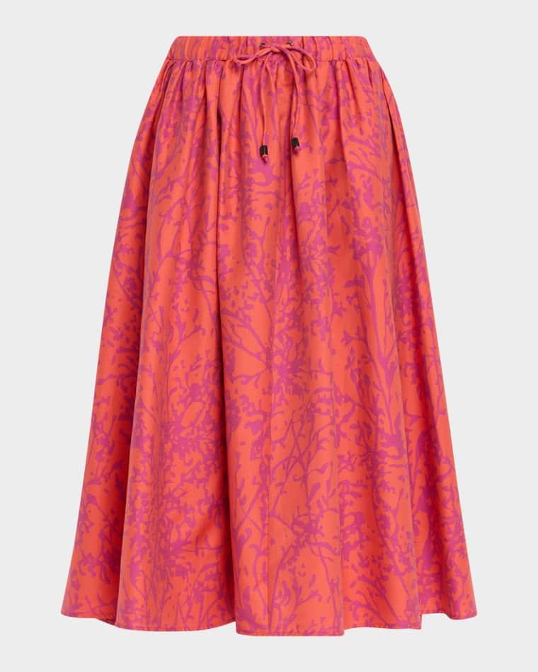 Coral-Print Drawstring Midi Skirt by MAX MARA