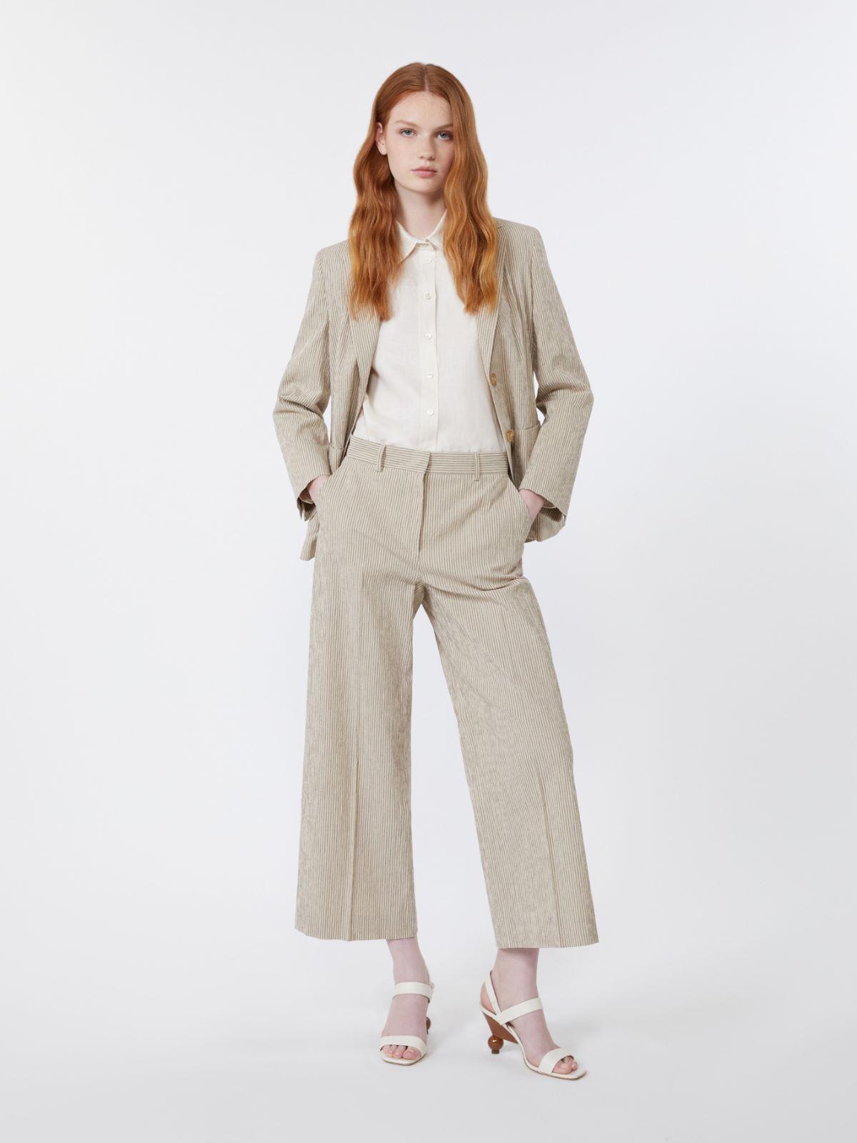 Cotton and linen seersucker trousers by MAX MARA