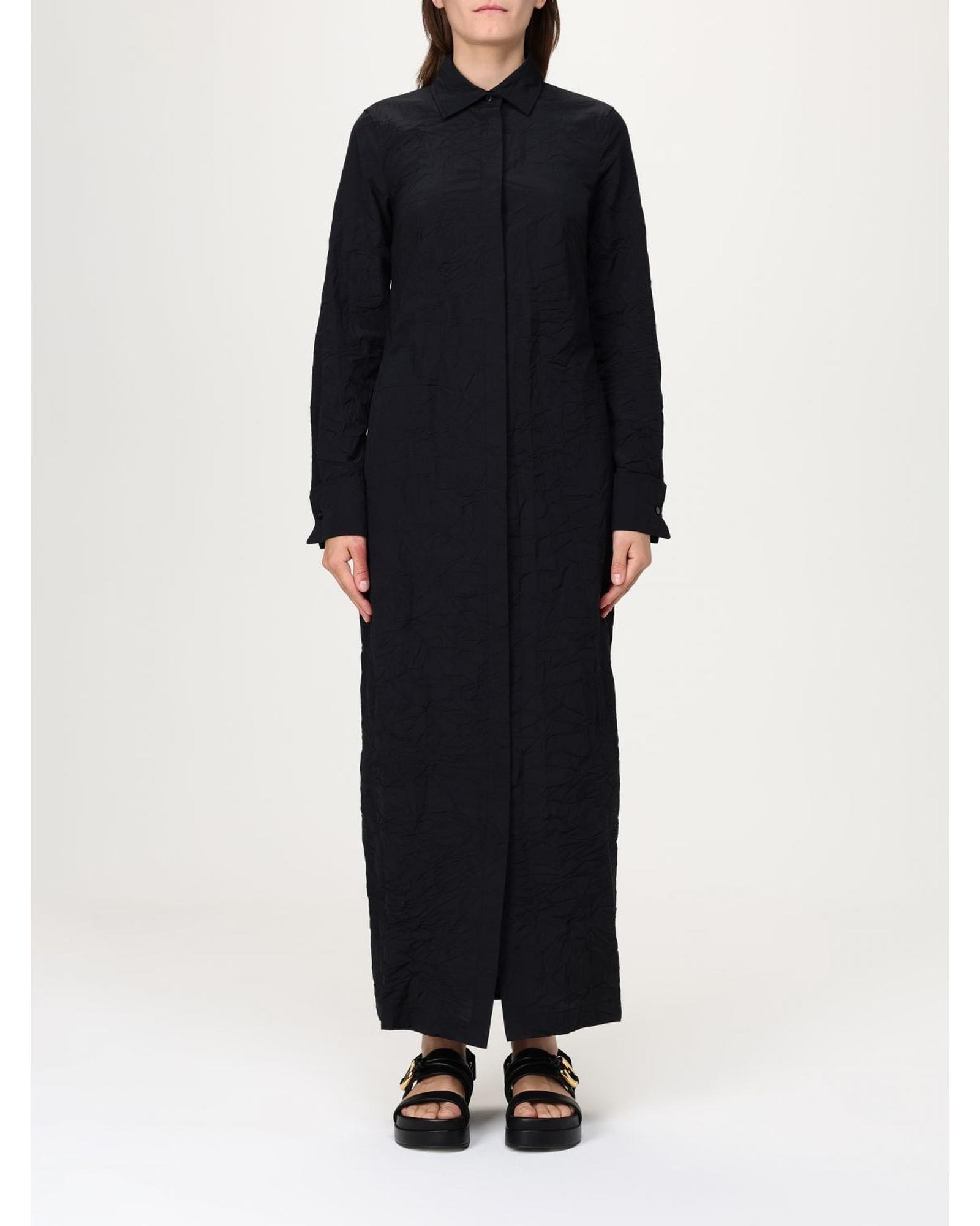 Crinkled Shirt Dress Wo - Black Dresses by MAX MARA