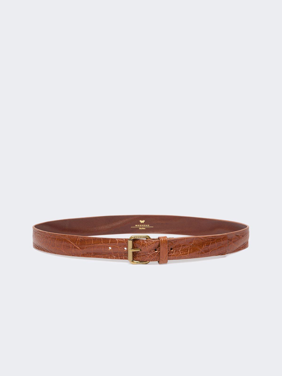 Croc print leather belt by MAX MARA