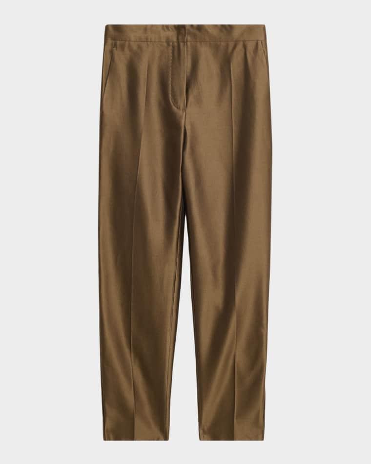 Cropped Cotton-Silk Pants by MAX MARA