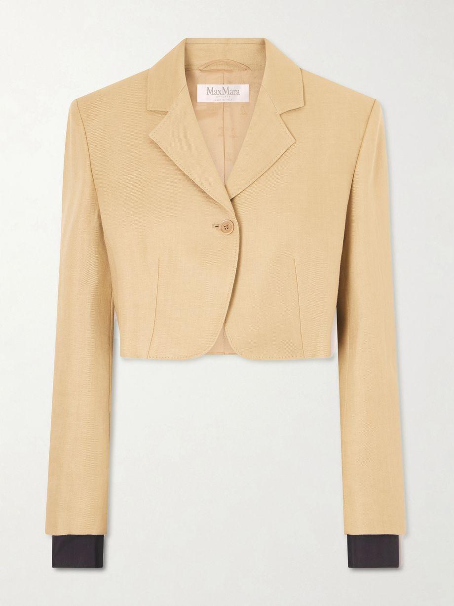 Cropped linen-twill blazer by MAX MARA