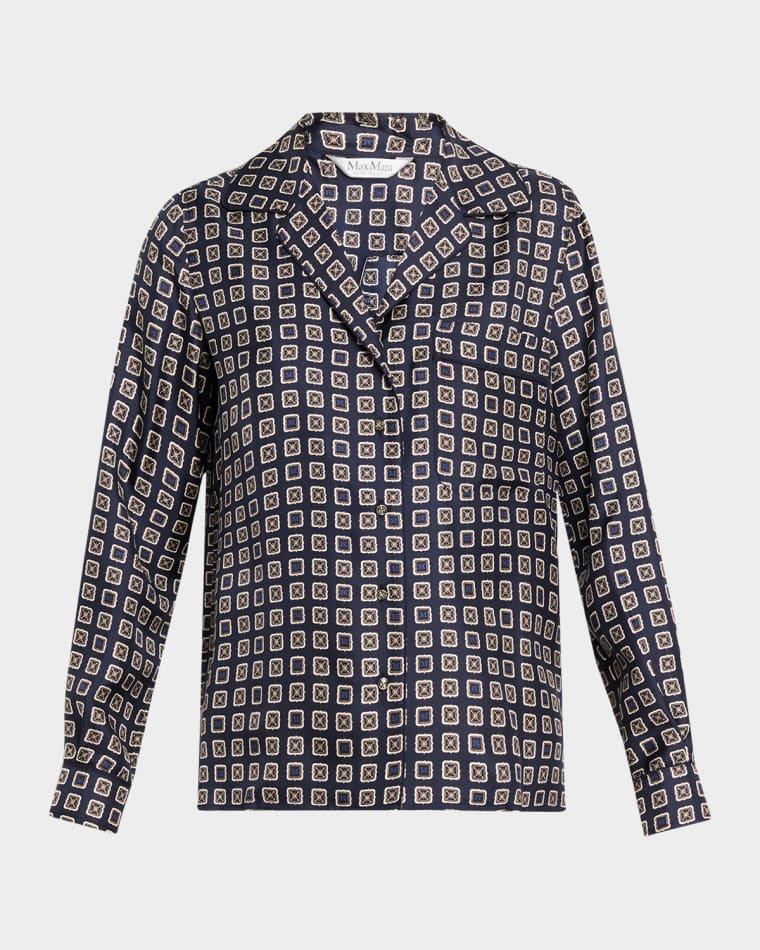 Disco Geometric-Print Silk Twill Shirt by MAX MARA