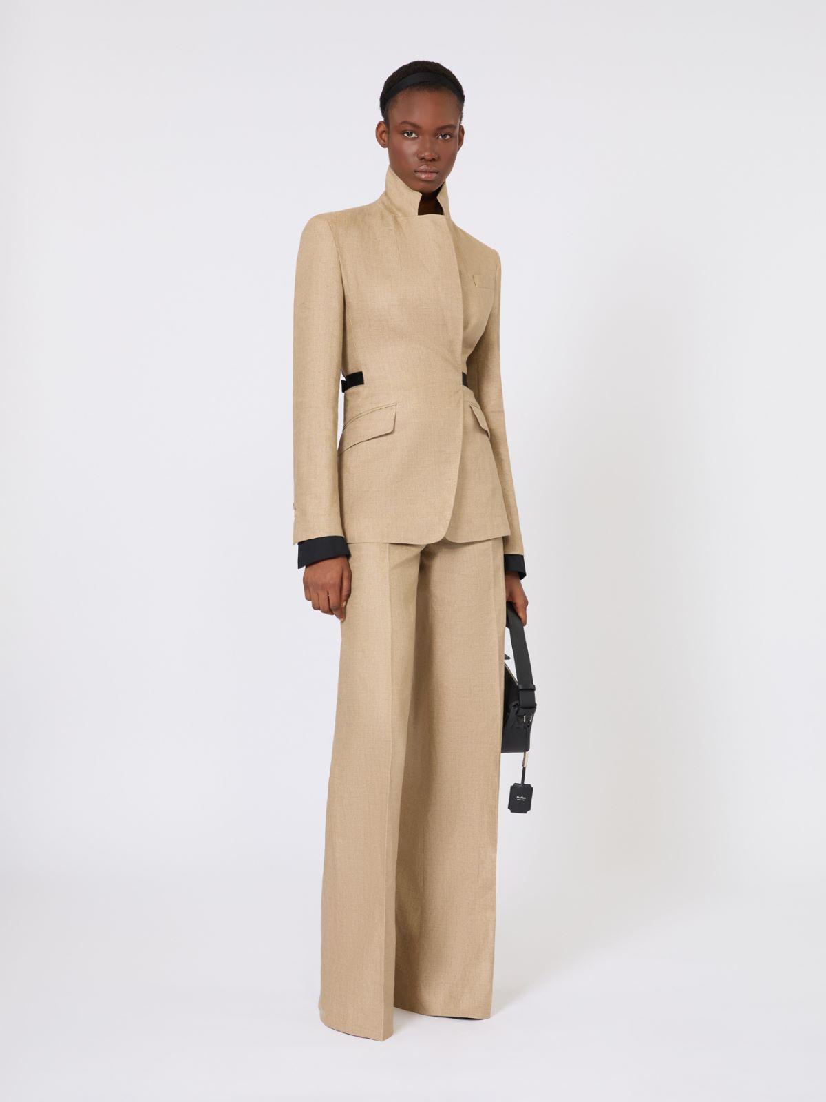 Double-breasted blazer in pure linen natté by MAX MARA