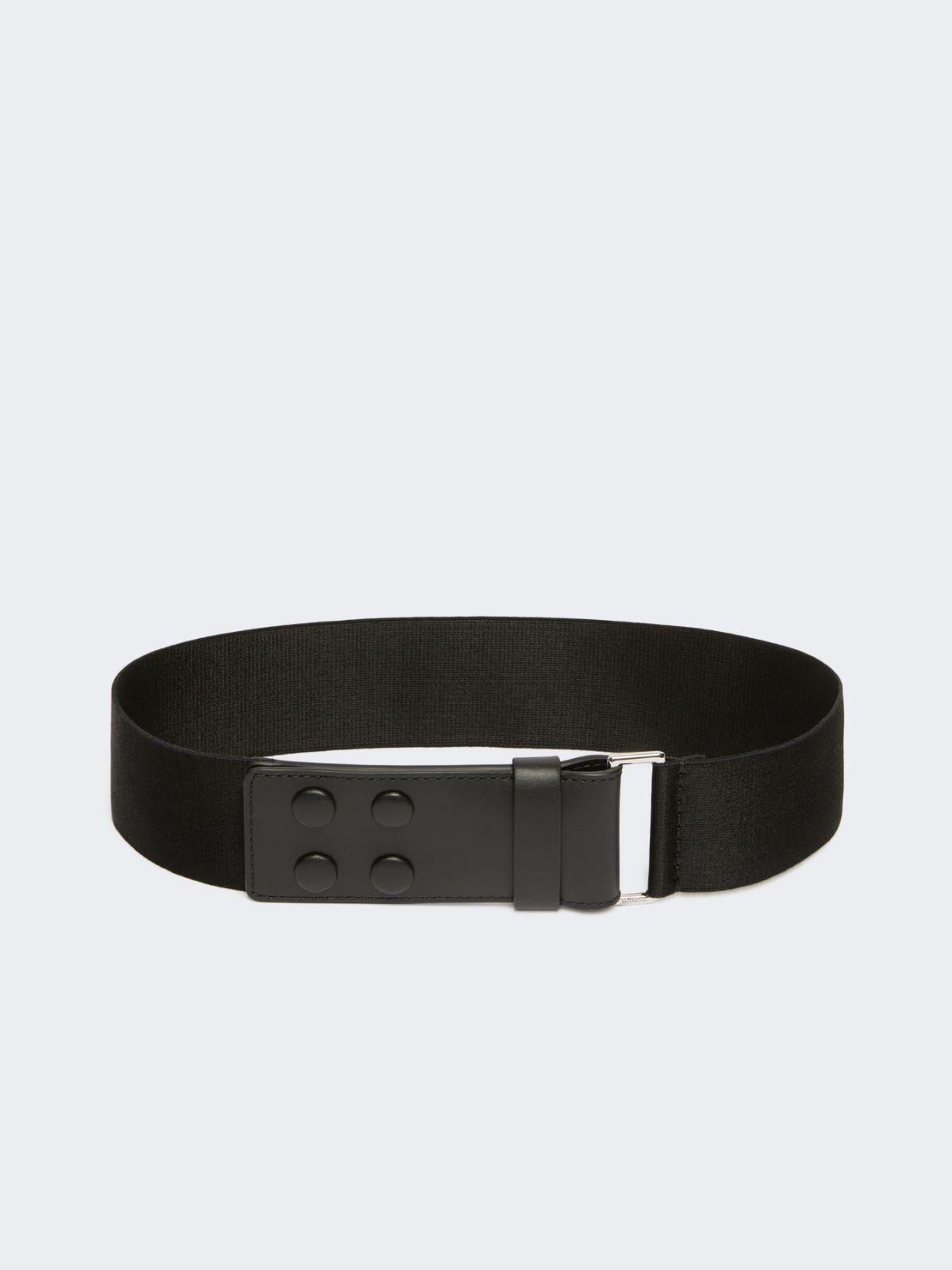 Elasticated webbing and leather wide belt by MAX MARA