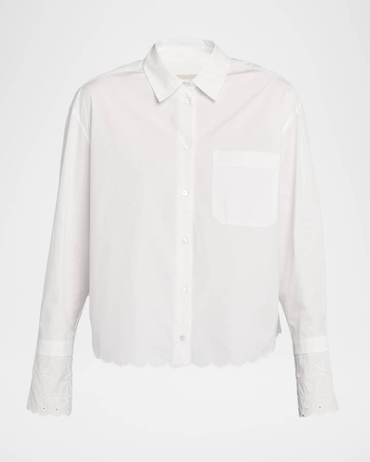 Embroidered Scalloped Cotton Poplin Shirt by MAX MARA
