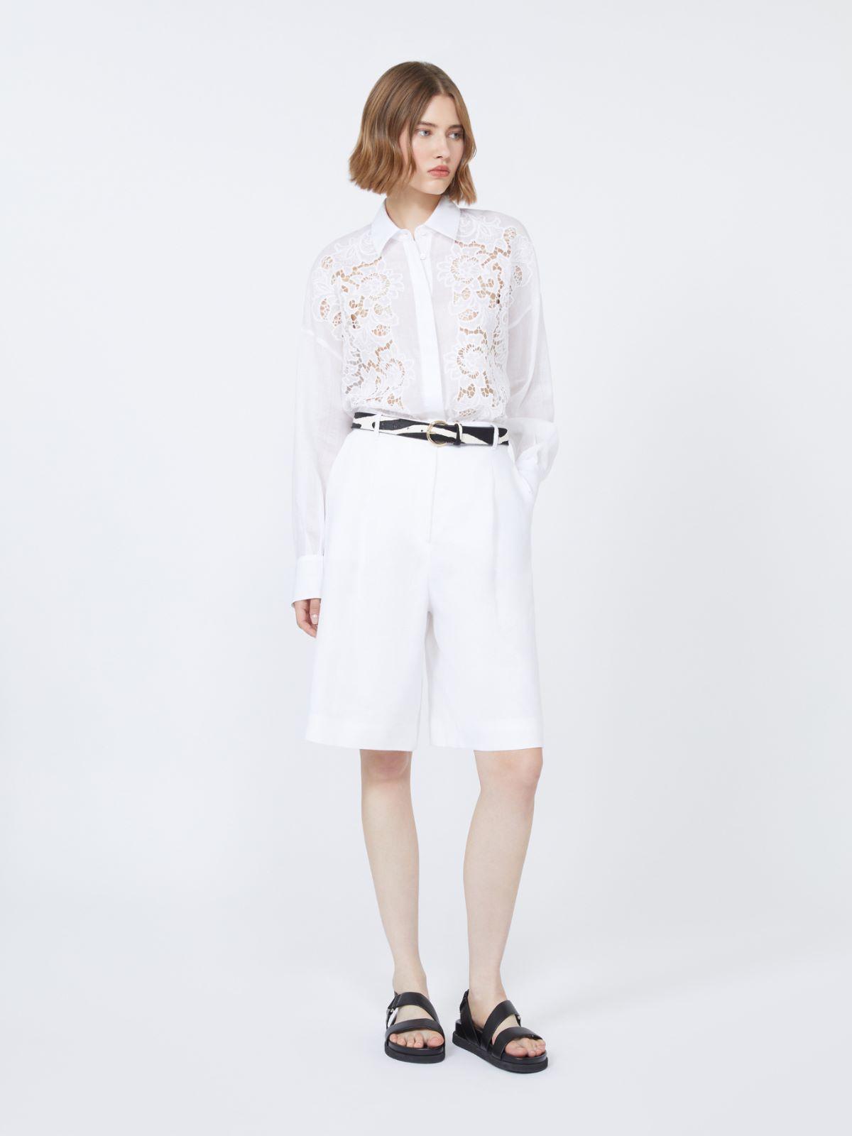Embroidered ramie canvas boxy shirt by MAX MARA