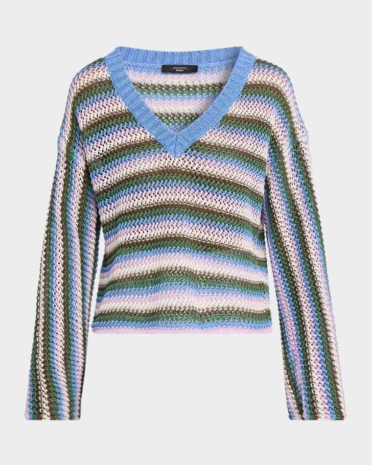 Epica Striped Mesh-Knit Linen Sweater by MAX MARA