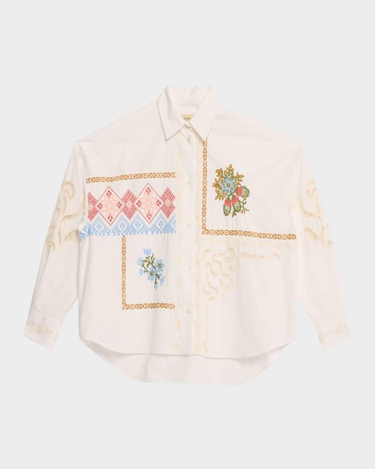 Fonte Embroidered Cotton Poplin Shirt by MAX MARA